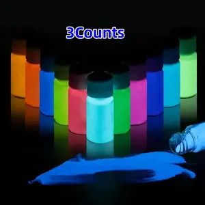 Random Color Glow in The Dark Pigment Powder (3 Counts), DIY Paint Pigment, Art Supplies for Painting, Party & Crafts Supplies, Handmade Crafts
