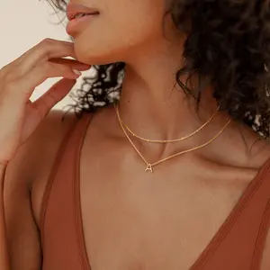 Dearmay Letters Gold Double-Layer Necklace (38cm Satellite Chain/40cm Letter Chain) – Women’s Daily/Date Jewelry – Ideal Gift for Birthdays & Holidays