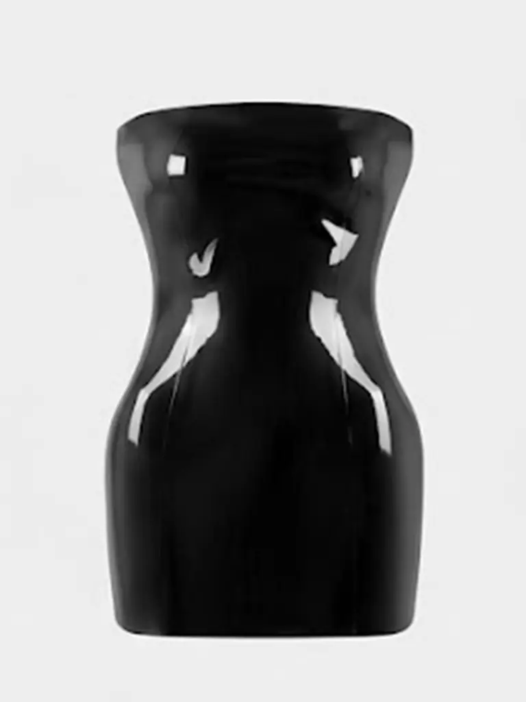 Women's Glossy Latex Strapless Bodycon Tube Cut Mini Dress, Short Length, Hand Wash Fabric, Costumes & Special Clothing, Bodycon Fit