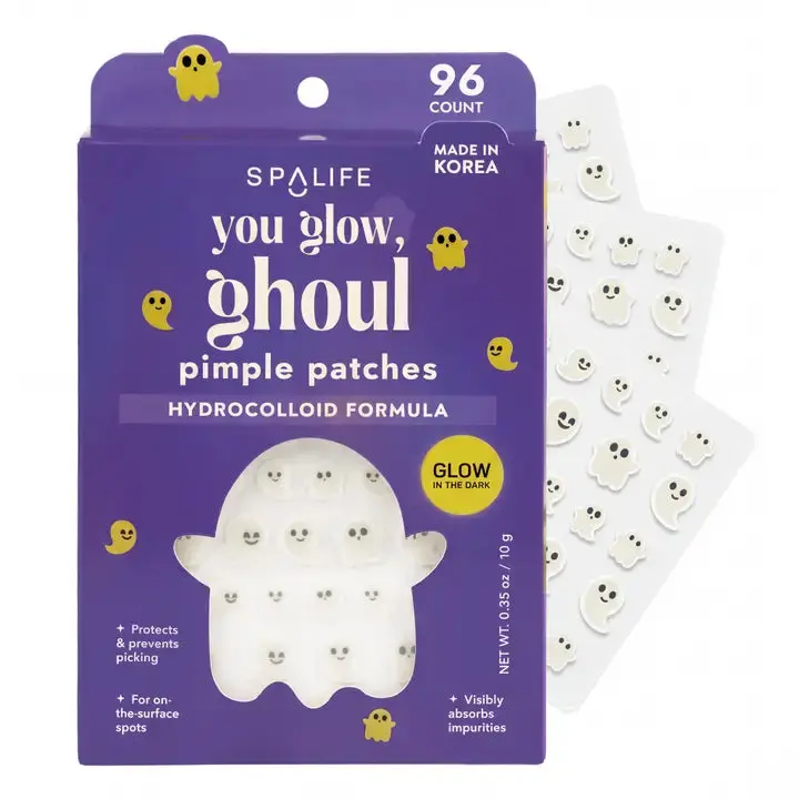 Hydrocolloid Acne Facial Patches - Single Sheet, Halloween Goth Ghost-Themed Skincare, Impurity-Absorbing, Ideal Gift for Glow-Focused Users, Hydrocolloid Patch