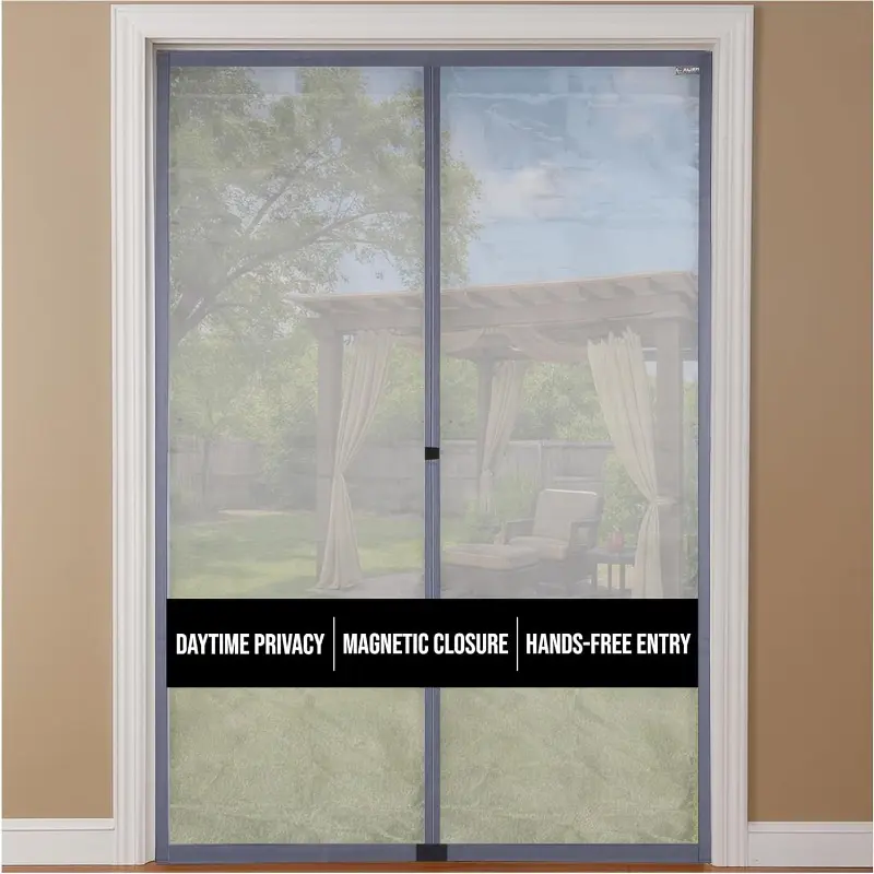Privacy Magnetic Screen Door 36 x 82 Inch – Grey Heavy-Duty Mesh with Strong Magnets & Windproof Strips, Hands-Free Closure, Daytime Privacy, Pet & Kid Friendly, Easy Install for Front, Patio, Balcony