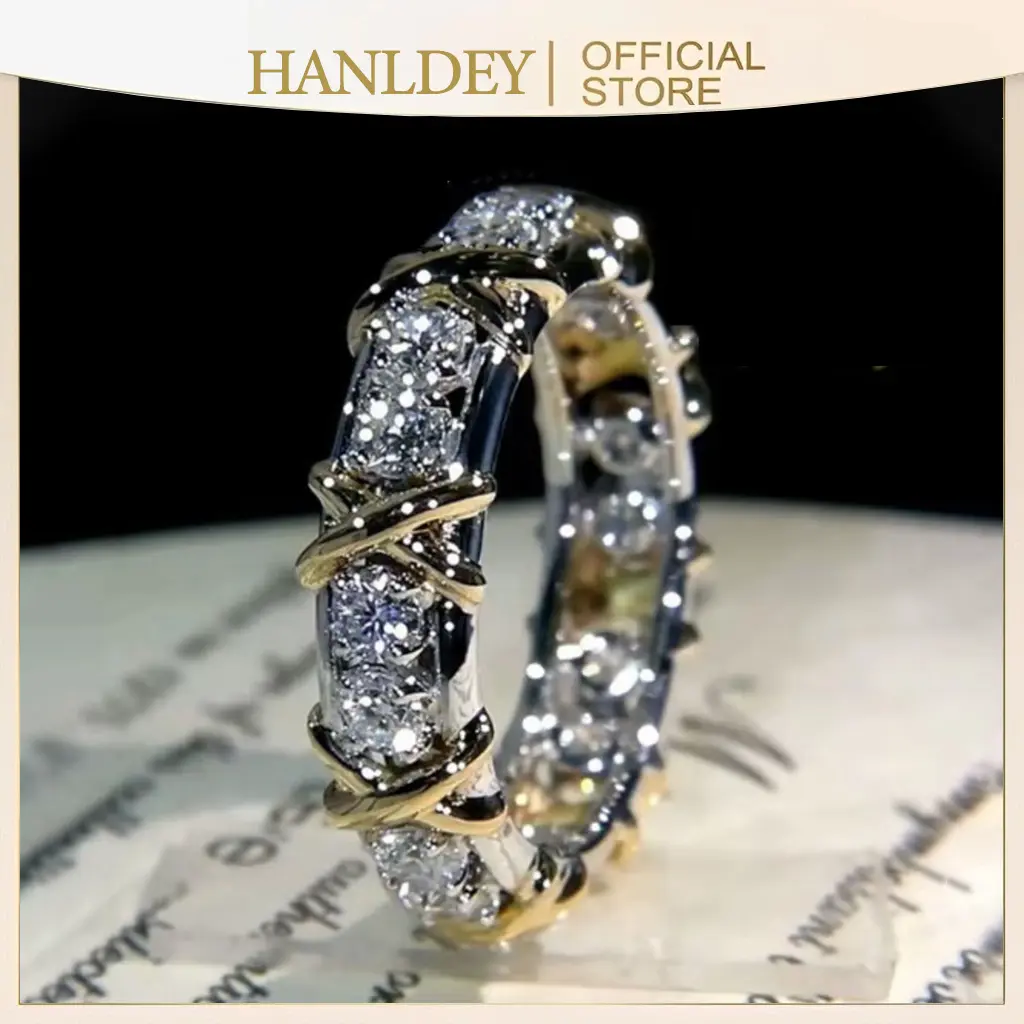 Women's Fashion Ring, Stylish Criss-Cross Openwork Design with Cubic Zirconia, 3mm Non-Tarnish Copper for Engagements, Fashion Engagement Rings, Accessories For Women, Rings For Women, Non Tarnish Jewelry