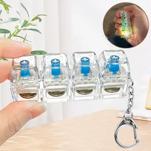 Keyboard Fidget Toy, Fidget Keychain Keyboard with LED Lights, Keyboard Decompression Button Finger Clicker Toys, Button Stress Relief Fidget to Relief Stress