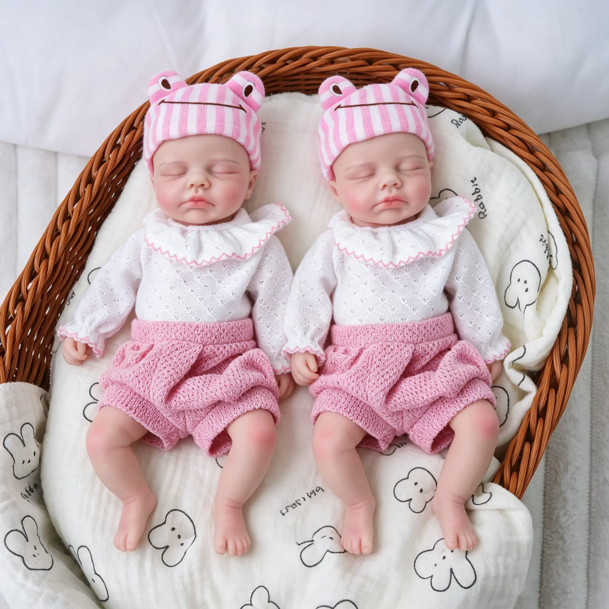 FunCuddle Doll 12.2-inch twin dolls，male and female twin all silicone dolls，A very cute silicone doll，Non vinyl dolls，reborn toddler dolls，Washable silicone doll