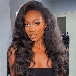 ISEE HAIR Kinky Straight V part Sew In Wig Glueless Human Hair Wig With Elastic Draw-strings Invisible Hairline Human Hair Wigs Beginner Friendly#SpringStatements#greenish#TikTokShopSpringGlowUp