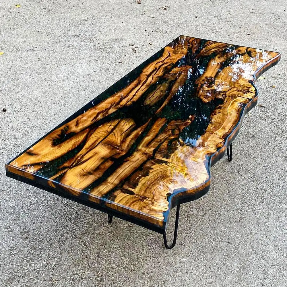 [OSS210] Olive Wood Epoxy Table custom epoxy river slab table, Executive Desk, Custom Large Epoxy River Table, Solid Wood Slabs Table, Large Computer Office Desk Workstation, Business Furniture for Home Office (ERT24010)