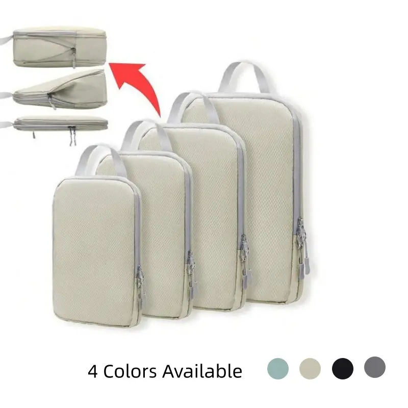 【Back to School】Compression Packing Cubes for  Suitcases, Set of 4 Lightweight Travel Organizer Bags with Shoe Bag, Expandable Space-Saving Luggage Organizers for Clothes,  Travel Organization Pouch, Travel Essentials, Travel Gear-MM1