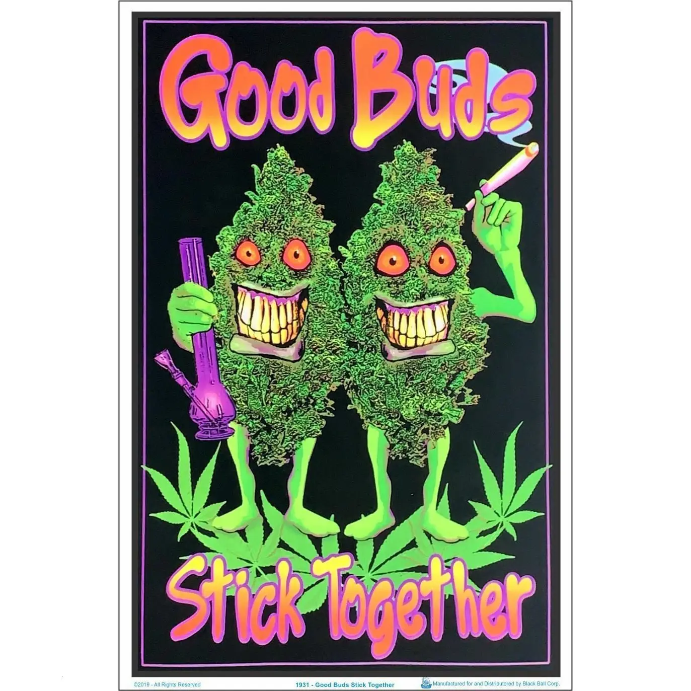 [40% OFF] [UNFRAMED]    Good Buds Stick Together Blacklight Poster Decor Glossy