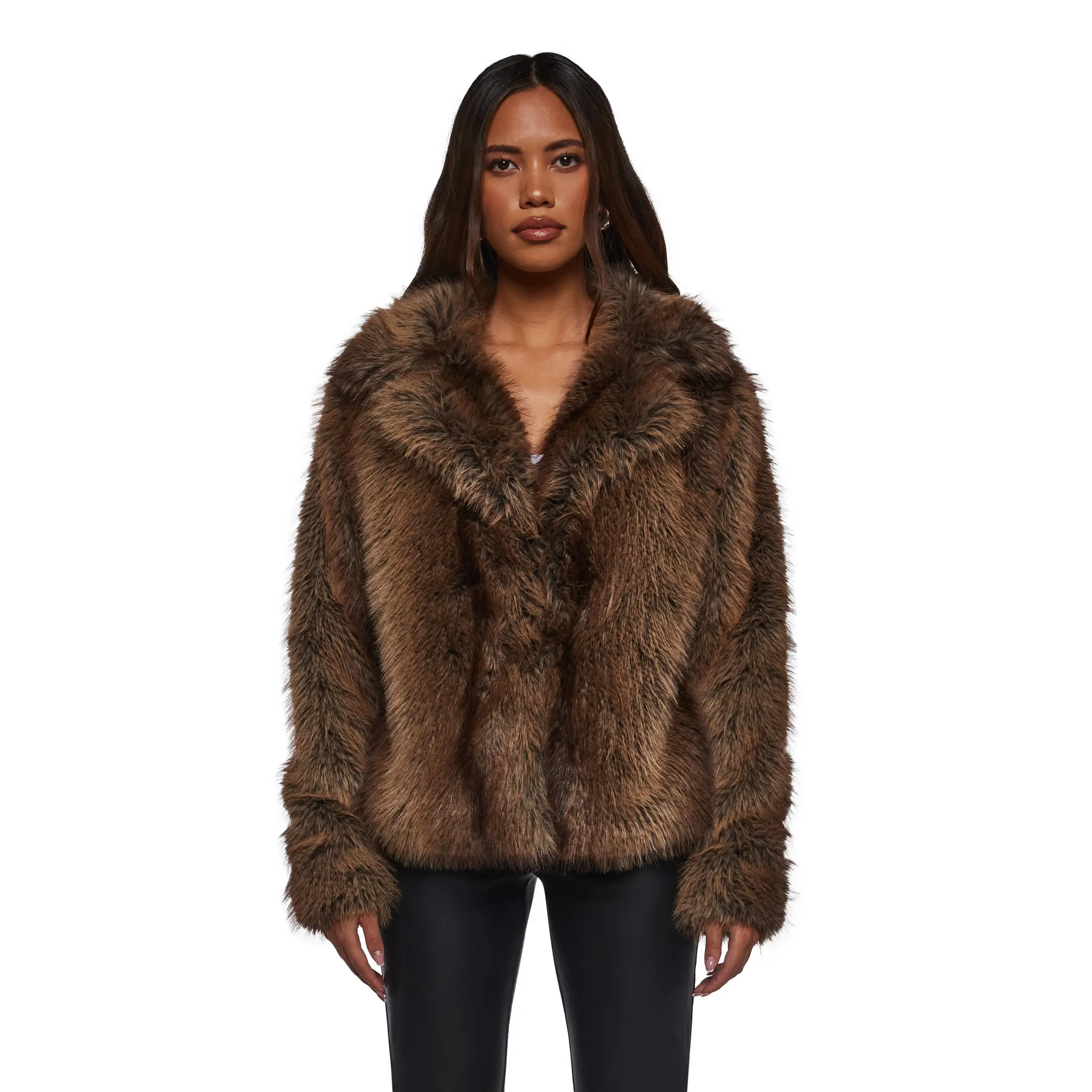 Melora Faux Fur Coat - Brown