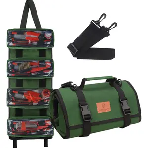 Roll Tool Bag, Green Wrench Roll Organizer, Canvas Roll Up Tool Bag, Multi-Purpose Tool Roll Organizer,Tool for Motorcycle Car