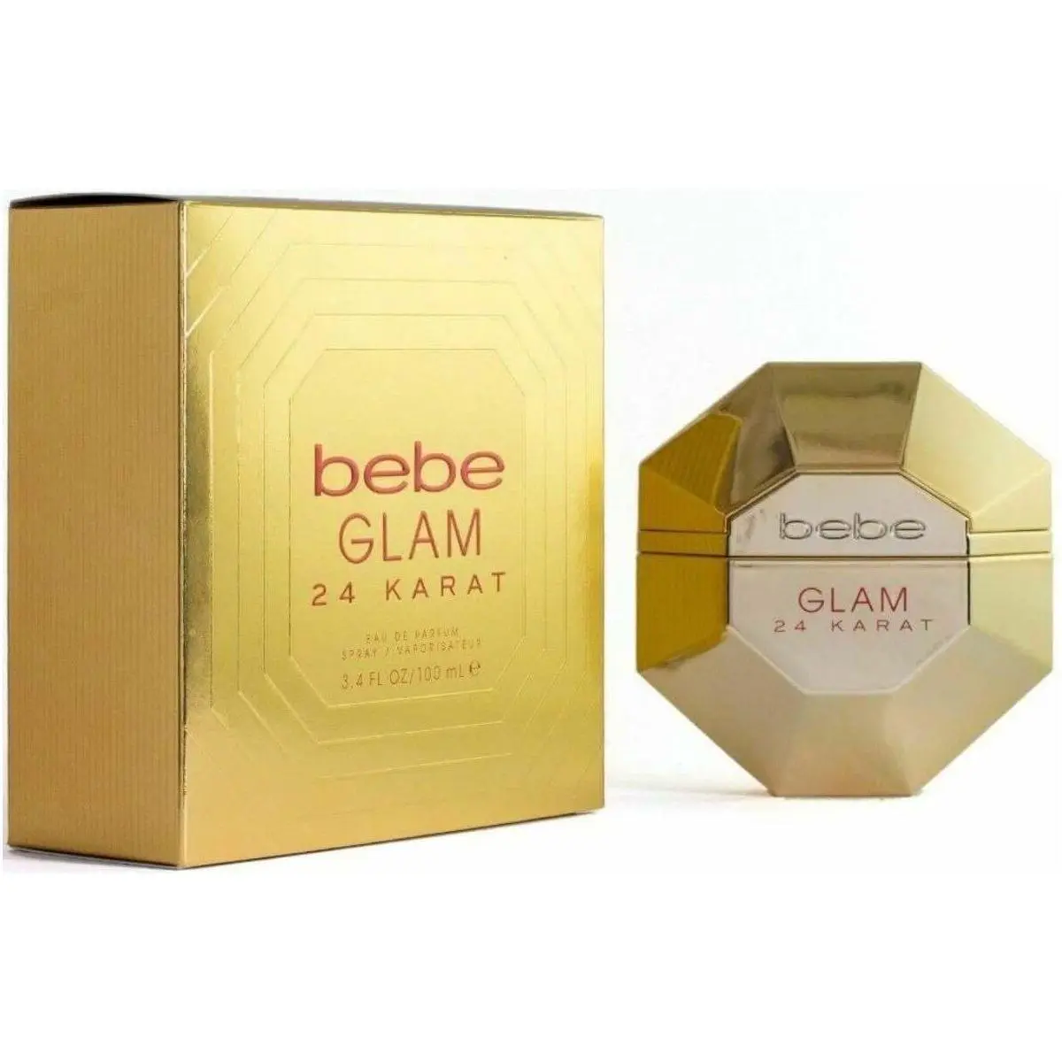 Bebe Glam 24 Karat EDP Spray, Floral Fruity Perfume for Women, Clean & Vanilla Girl Scent with Mandarin & Marshmallow, 3.4 fl oz, Floral Fragrance Blend, Elegant Perfume, Clean Girl Perfume
