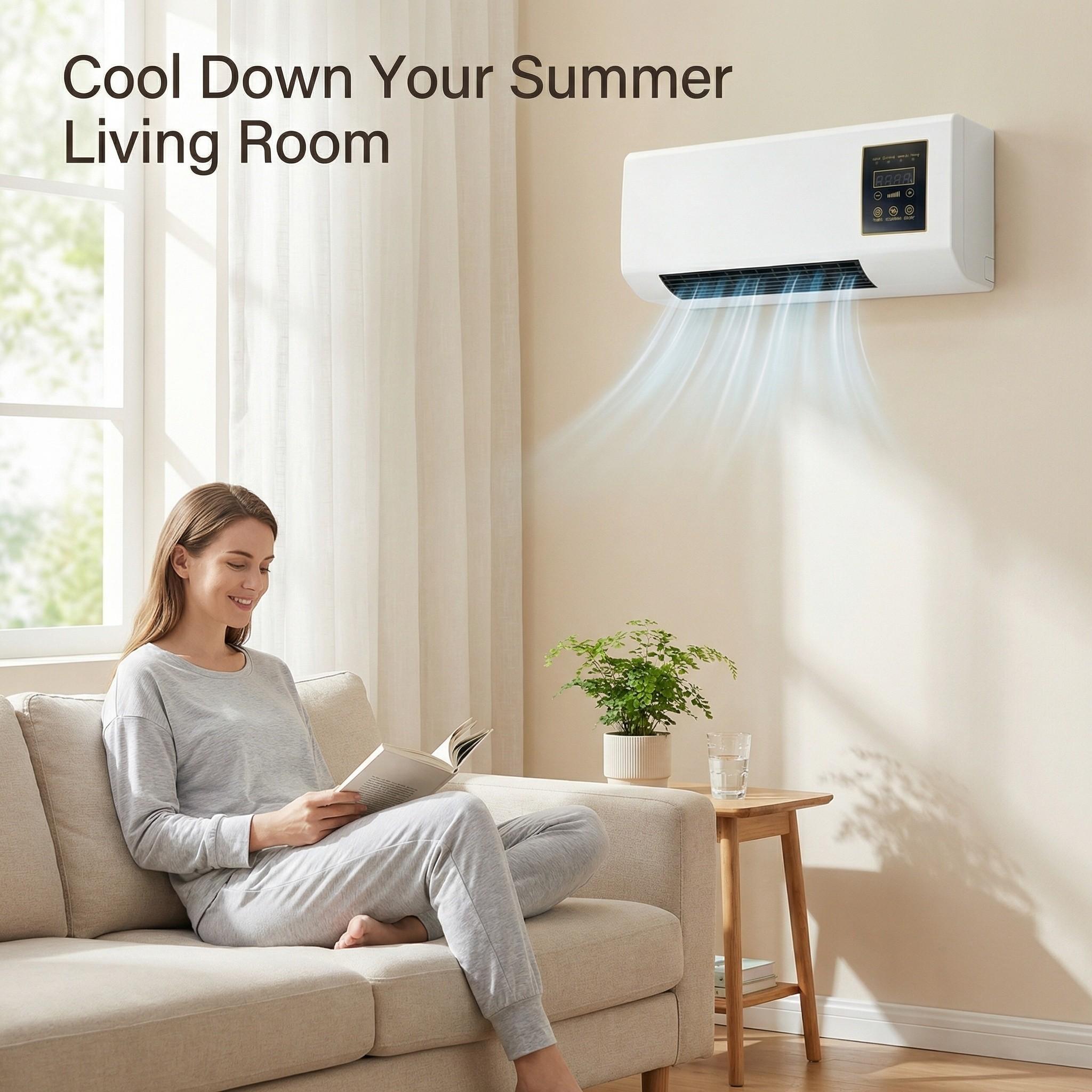 Wall Mounted Dual Mode Fan 1400W Natural Breeze Fast Warm Heating For Bedroom Living Room Office