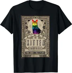 Animals Vintage Cats Rainbow Cat Kitten Surprise T-Shirt