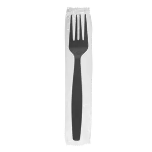 [1,000 ct] PS Plastic Heavy Weight Forks Wrapped, Black