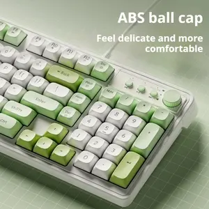 EWEADN G98 Gaming Keyboard wired-rainbow Backlit, Portable black Keyboard Office-98 Keys, Computer External Keyboards Ergonomic design, with Multimedia knob, Ball keycaps, for gamers and Office, Compatible with Windows/Laptop Gaming