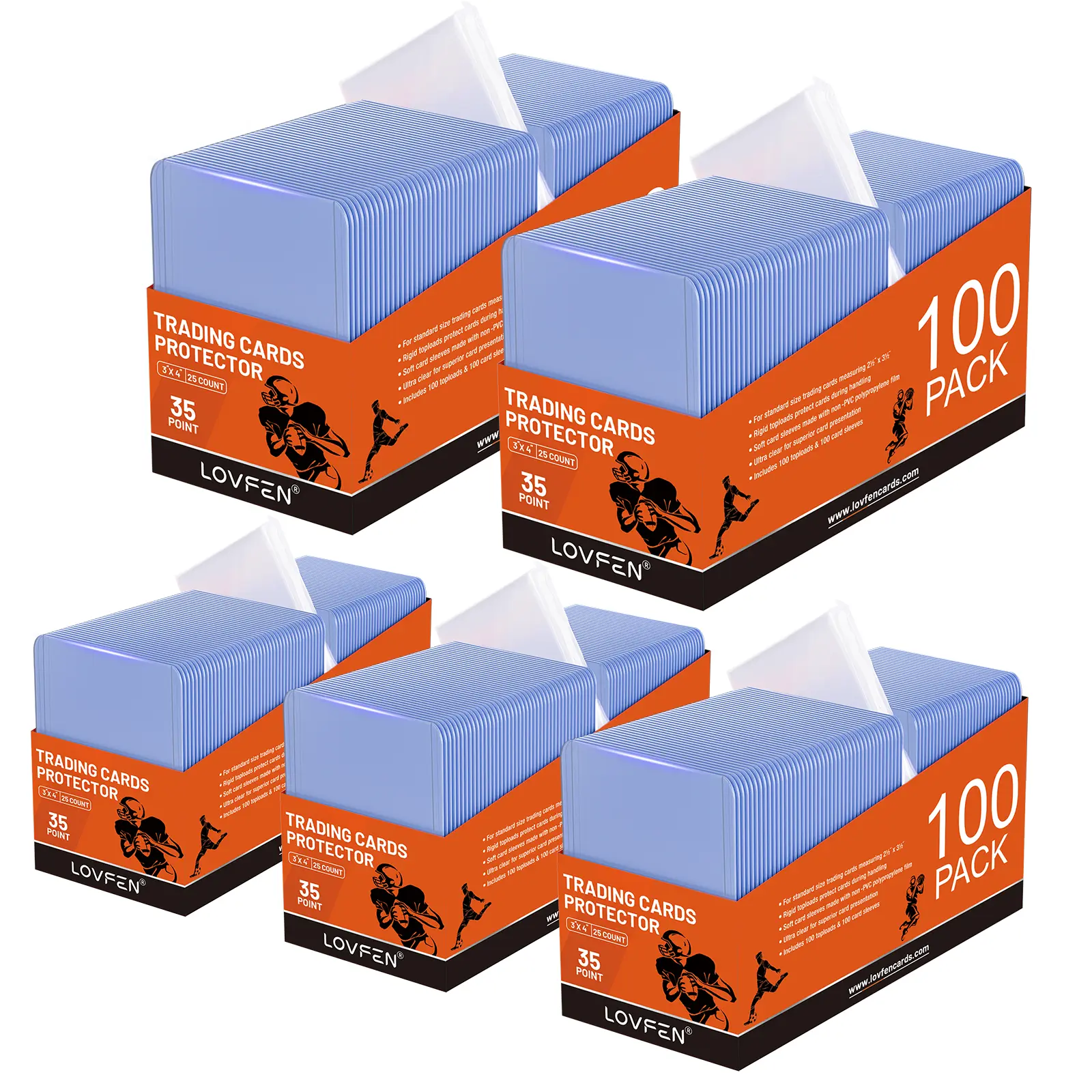 LOVFEN 500CT Top Loads Card Sleeves Kits For 3" X 4" Trading Cards, Baseball Card Protectors, Trading Card Sleeves Hard Plastic Fit For Baseball, Football Cards (500 Top Loads + 500 Soft Sleeves) Easter Gift summerwins