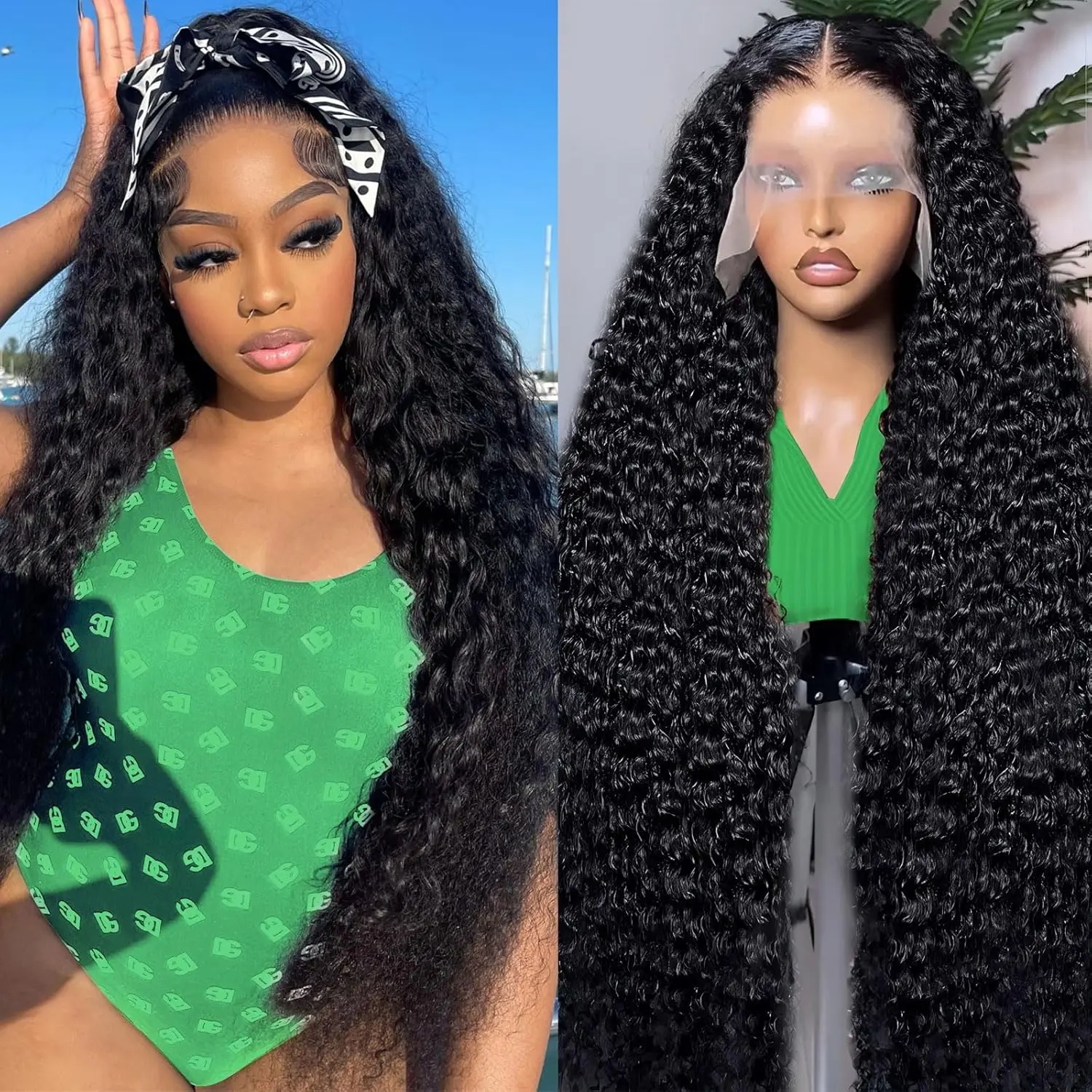 30 Inch Deep Wave Lace Front Wigs Human Hair 13x6 HD Transparent Deep Wave Lace Front Wigs for Women 200% Density Curly Lace Front Wig Pre Plcked Deep Wave Wigs with Baby Hair