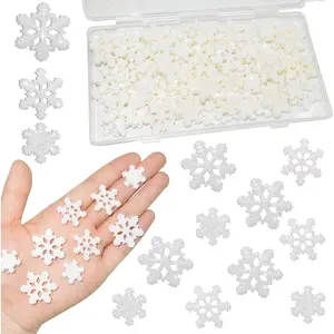 Small Snowflakes for Craft,60 Pcs White Glitter Plastic Mini Snowflake for Christmas Embellishments and Winter Party DIY Craft Decoration-3 Different Size
