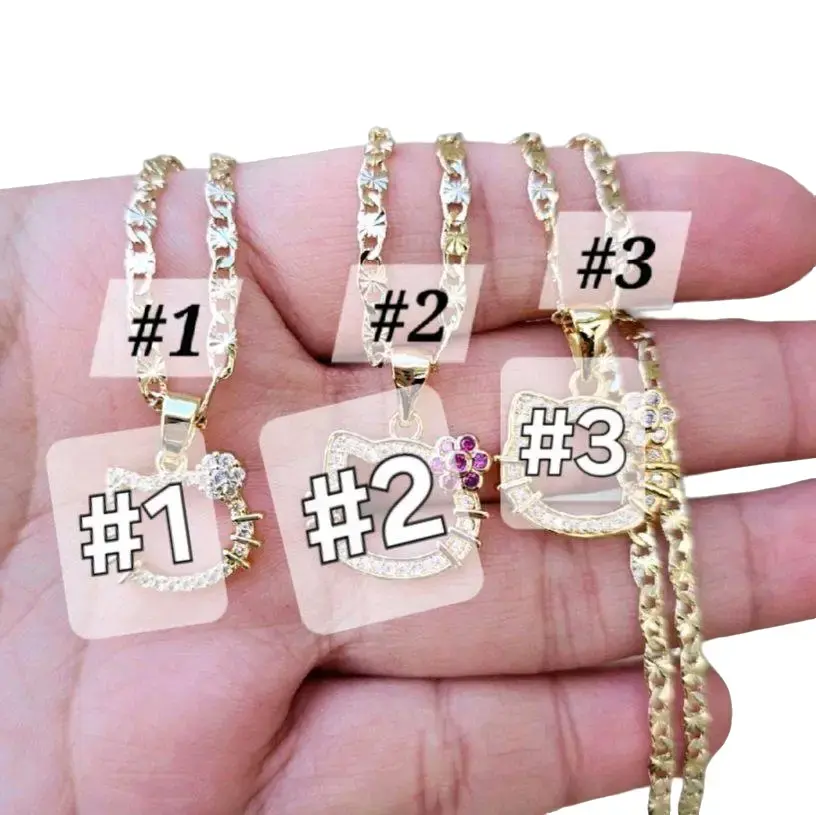 14k Gold-plated Gatita Necklace with Choice of 5 Styles #1 #2 #3#4#5#6#7 for Elegant Everyday Wear