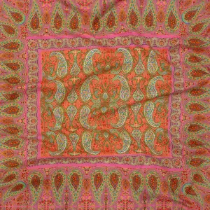 Cotton Voile Panel - Pink Paisley Squares - Laputa's Groundkeeper Print - Mood Exclusive Gisele Collection