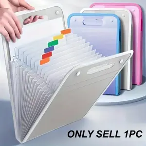 1pcs Handheld 13-Layer Folder, Student File Organizer, A4 Clip Storage Bag, Durable Folder for School and Office Use