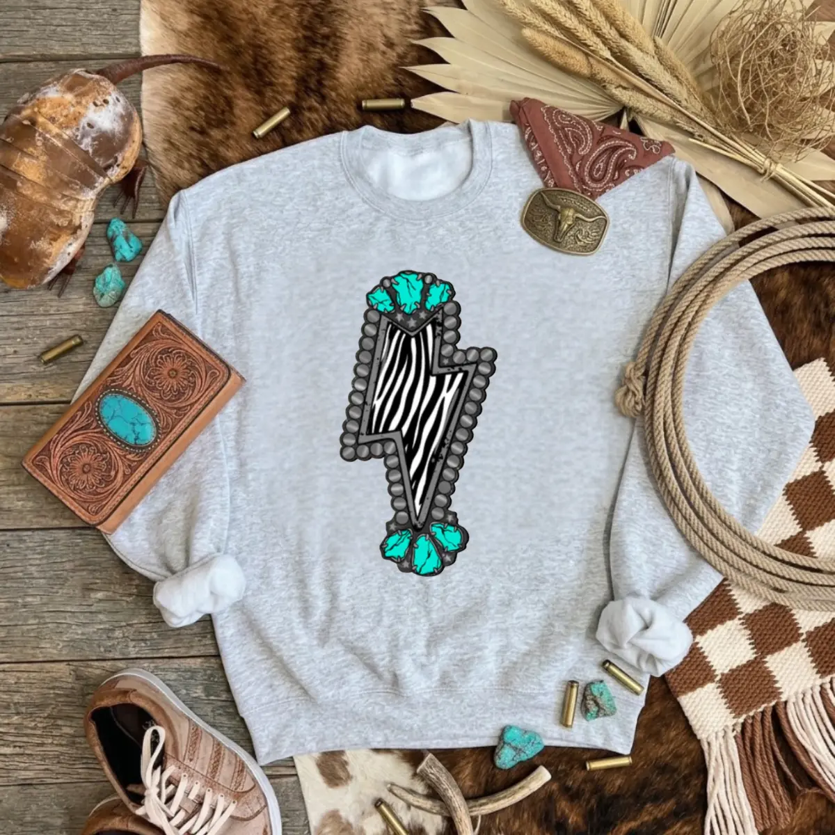 Zebra bolt Crewneck & T-shirt, western clothing, western tops, western outfits women, western cowgirl stuff, punchy western wear, country girl stuff clothing clothes, women graphic tees, sweatshirt for women, rodeo outfits