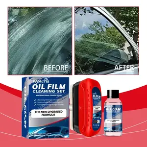 Car Glass Oil Film Remover Hydrophobic Coating Rain Repellent Anti-Fog Cleaner with Quick Easy Brush Applicator