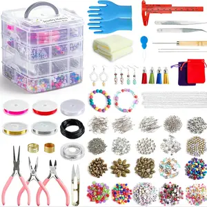 Jewelry Making Kit, 1960 Pieces, Includes Beads, Beading Accessories, Instructions, Accessories, Metal Wire for Bracelets, Necklaces, Earrings