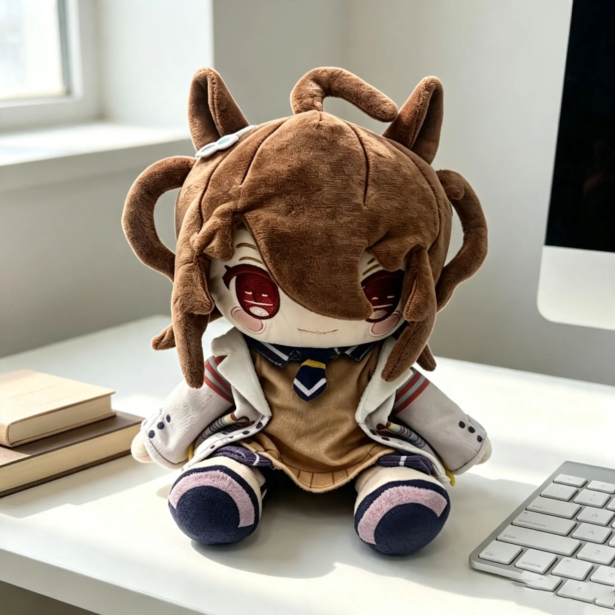 Uma Musume Pretty Derby Brown‑Haired Girl Plush Doll, Soft Anime Stuffed Figure, Heart‑Warming Collectible Plush, Perfect Gift for Anime Fans
