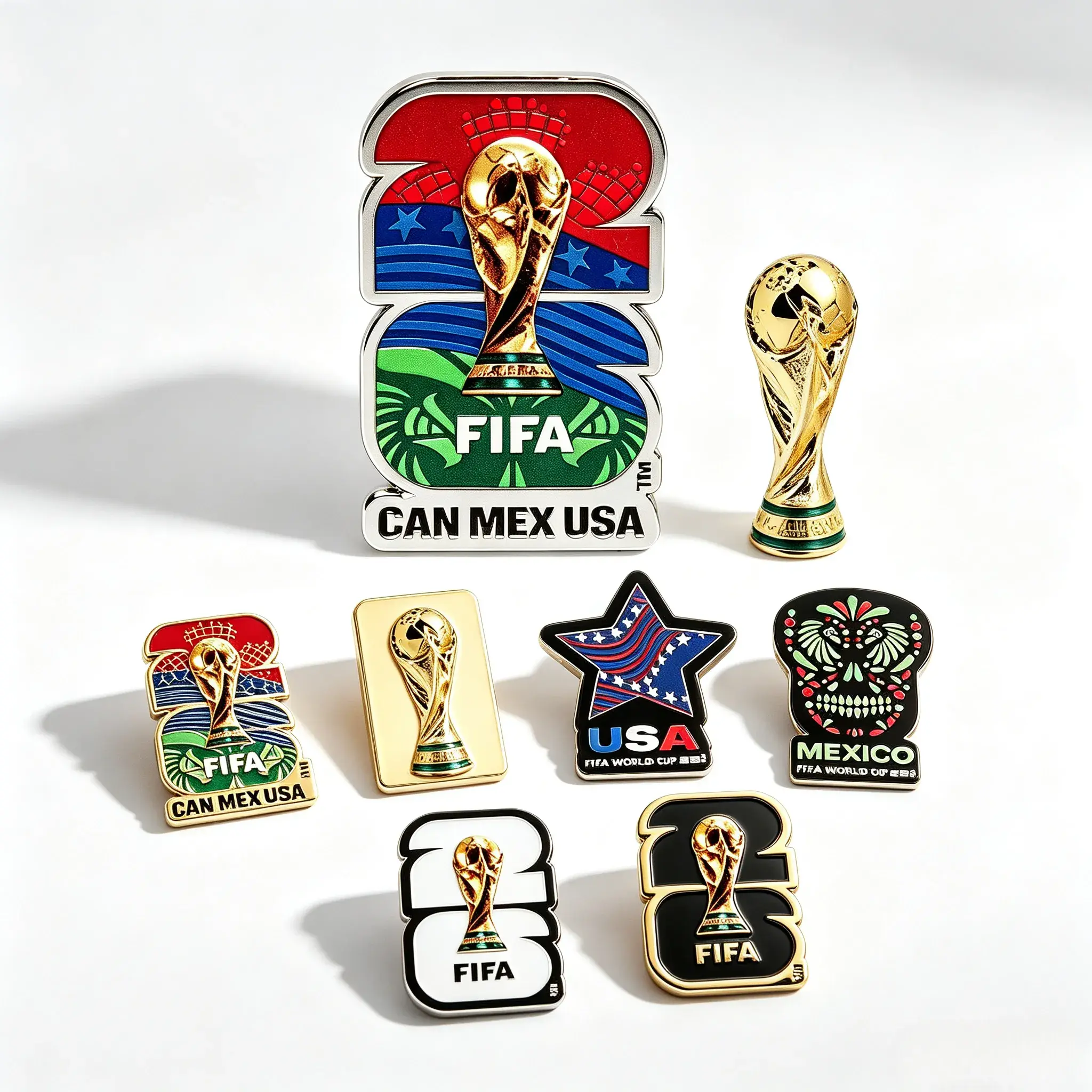 Official Licensed 2026 FIFA World Cup Lapel Brooches, Wearable Metal Soccer Souvenir Pins, USA Canada Mexico World Cup Collectible Badges for Football Fans Collection