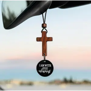Bible Verse Car Rearview Hanging Cross Ornament, Daily Encouragement, Christian Accessories for Vehicle