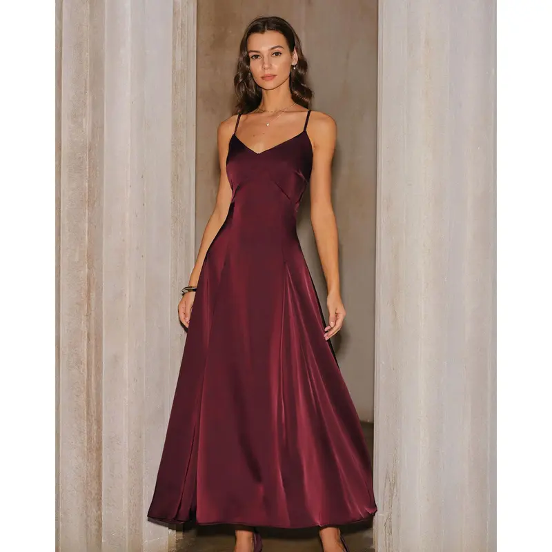 maroon satin dress - TikTok Shop