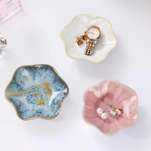 Lotus Leaf Ceramic Ring Tray – Jewelry Dish & Trinket Bowl for Rings, Earrings, Keys | Elegant Home Decoration Gift for Women
