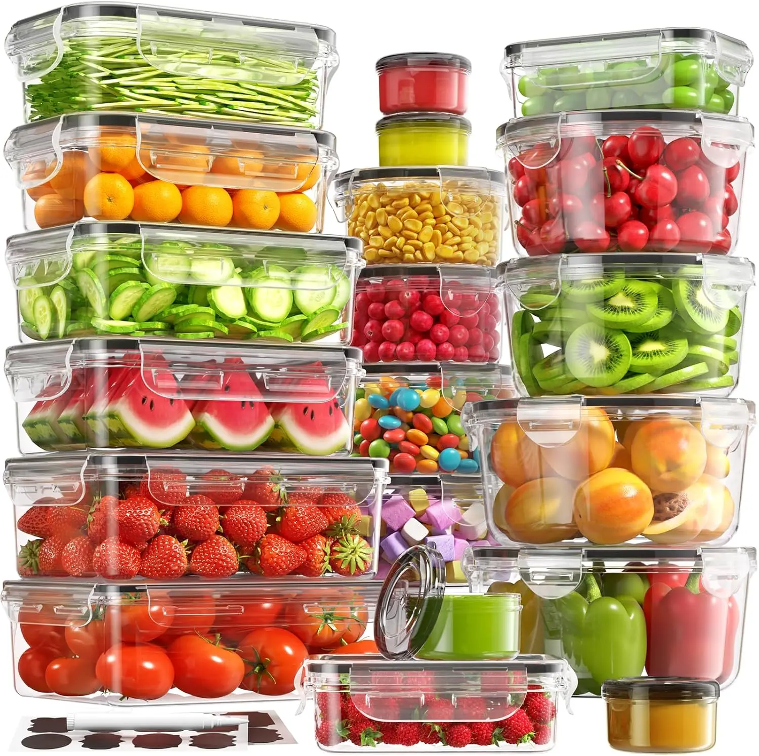 40PCS Airtight Food Storage Containers Set, Leakproof BPA-Free Meal Prep Containers with Lids, Microwave Safe