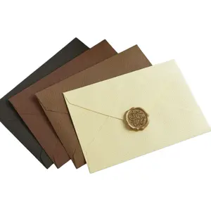 Burlap Envelope, 1 Count Envelope & 1 Count Wax Seal（no letter paper included）, Random Color, Letter Mailing, V Flap Invitation Envelopes for Cards, Birthday, Weddings, Graduations, Greeting Cards, Vintage Style Invitation Postcard