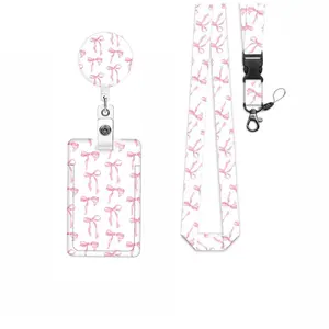 Butterfly Pattern ID Badge Holder Set, Id Card Holder, 1 Count Cute Badge Holder with Lanyard & Retractable Badge Reel, Identification Badges & Supplies for Students & Office Workers, Nurse Badge Reel, Medical Badge Holder, Id Badge Holders Retractable