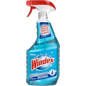 Windex Glass and Window Cleaner Spray Bottle, Bottle Made from 100% Recovered Coastal Plastic, Original Blue, 23 fl oz (SIOC)