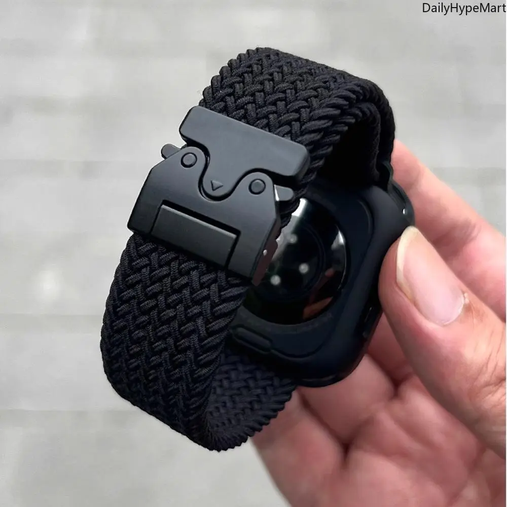 2-Pack Wearable Braided Nylon Stretch Parachute Apple Watch Band, Adjustable Stylish Tech Accessories Sport Loop for Series 6-11 SE Ultra, 38-49mm Fashion Accessories