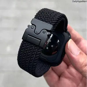 2-Pack Wearable Braided Nylon Stretch Parachute Apple Watch Band, Adjustable Stylish Tech Accessories Sport Loop for Series 6-11 SE Ultra, 38-49mm Fashion Accessories