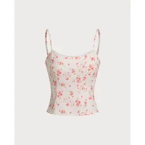 Pink Floral Cropped Cami Top