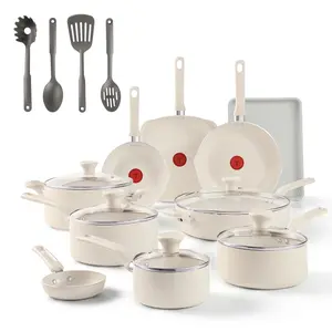 20 Piece Nonstick Cookware Set, Pots and Pans, Beige