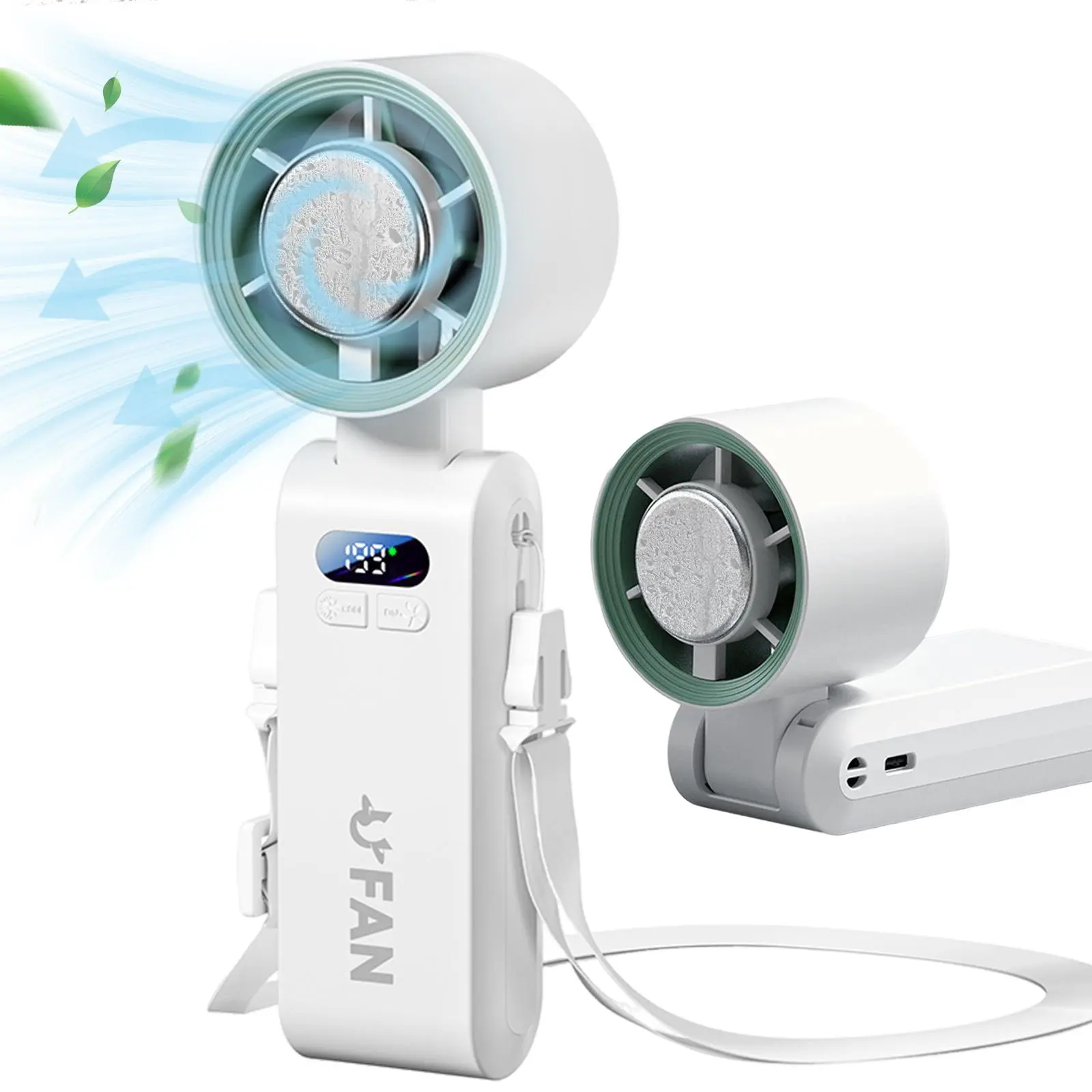 Portable Rechargeable Handheld Fan, 3600mAh Battery Fan with Ice Compress, 199 Speeds, LED Display, Multifunction Rechargeable Fan, High-speed Cooling Fan for Indoor & Outdoor Use, Rechargeable Personal Fan, Multifunctional Fan, Cordless Rechargeable Fan