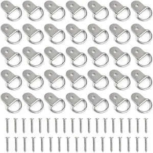 35 Pack Stainless Steel D-Ring Tie Down, Small Anchor Lashing D Ring with Stainless Steel Screws ()