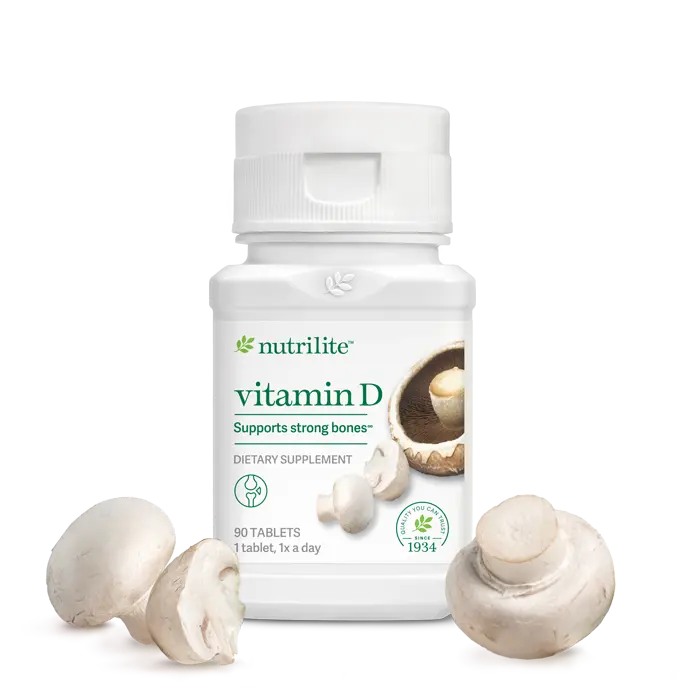 Nutrilite Vitamin D 90 Tablets – Mushroom-Based Vitamin D Supplement for Bone & Immune Wellness Support