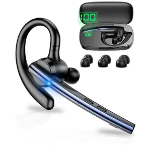 M54 New Bee Bluetooth Trucker Headset - Wireless Earpiece with Dual Mic Noise Cancelling, 80 Hours Playtime, V5.2, Portable Charging Case for Office & Driving