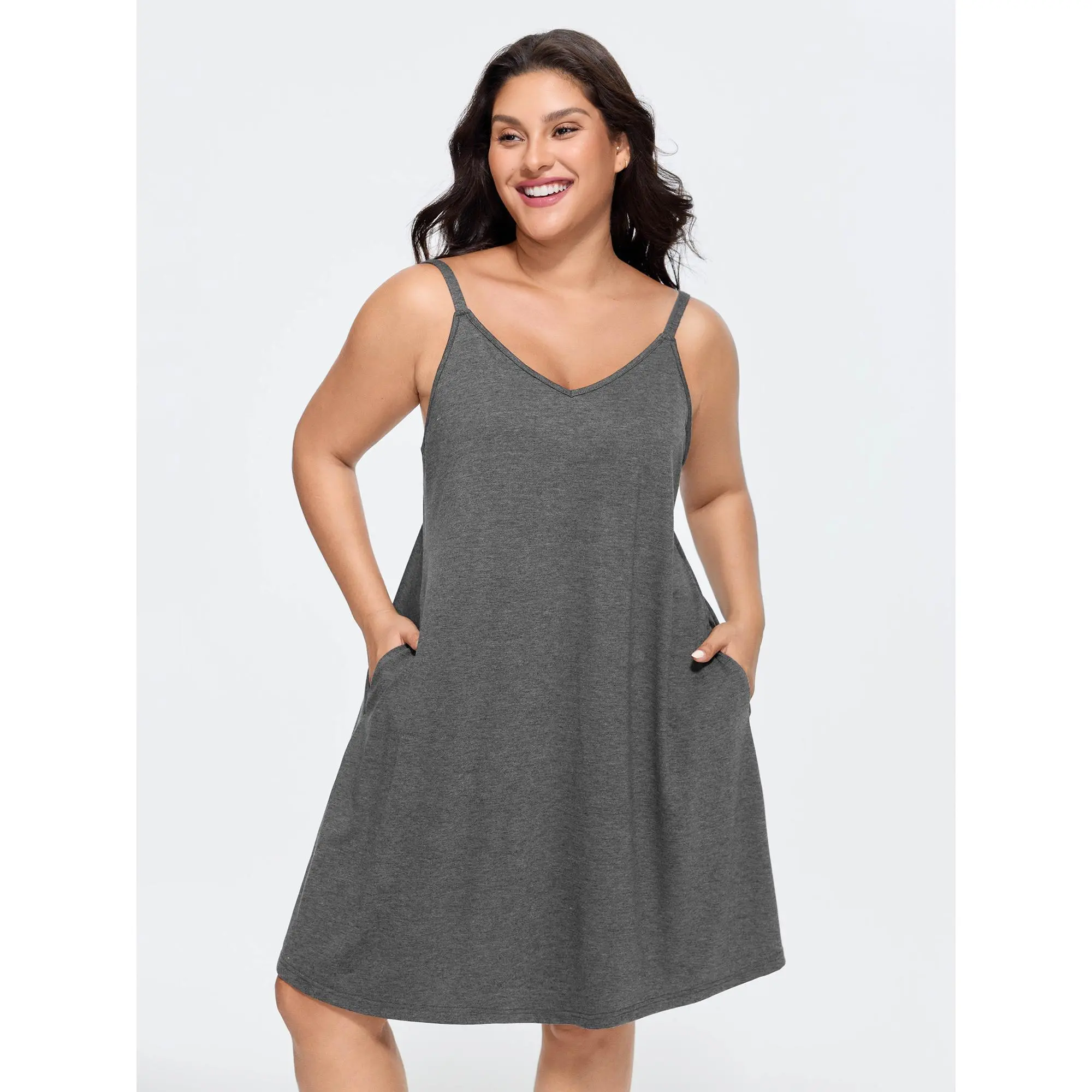 BloomChic Women's Basic Casual Tunic, Relaxed-Fit Supersoft Rayon Blend Fabric with Open Back Tie Detail, Plus Size Clothes, Spandex, Minimalist, Garment, Casual Wear, Pocket, Sleeveless, Tunic Dress, Low Iron, Style