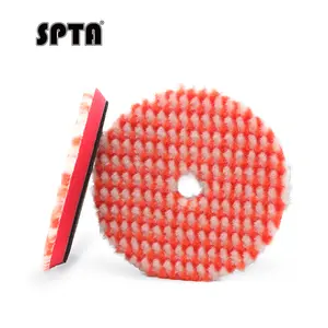 SPTA 3 inch to 6 inch Wool Polishing Pad, T140 Heavy Cut Wool Pad to Remove 1200#/1500# Sanding Disc Marks, Deep Scratches, Orange Peel and Heavy Oxidation for Automotive, Car, RV, Motorbike & Boat