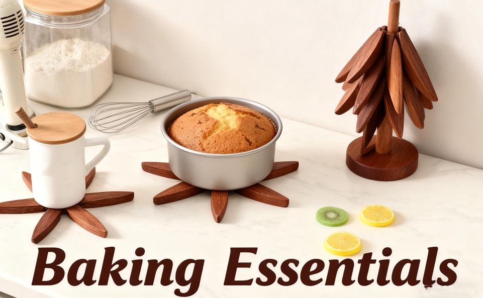 4Pcs Walnut Wood Tree Trivets with Stand Foldable Christmas Tree Design Heat Resistant Hot Pot Holders for Kitchen Dining Table Countertop Protection