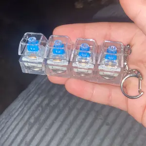 Glowing Keyboard Fidget Keychain, 4-In-1 Decompression Button, Stress Relief Fidget Gift, Transparent Color/, 1 Pcs