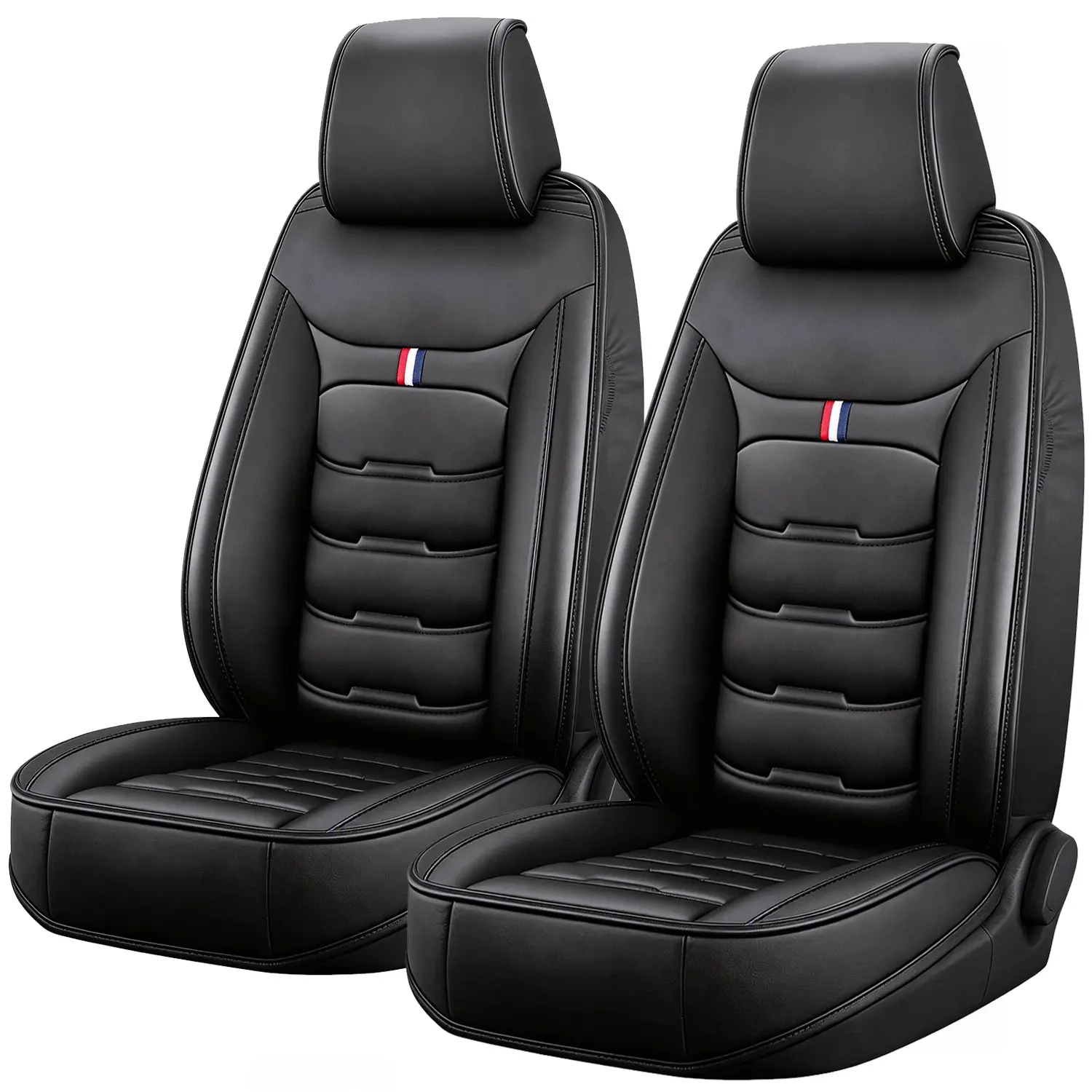 2 Front Seat Covers Pickup Custom Fit for Chevy Silverado GMC Sierra 2007-2026 1500 2500HD 3500HD Crew Double Extended Cab Waterproof Leather Seat Protectors(2 PCS Front, Black)